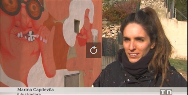 La il·lustradora Marina Capdevila pinta un gran mural a Falset