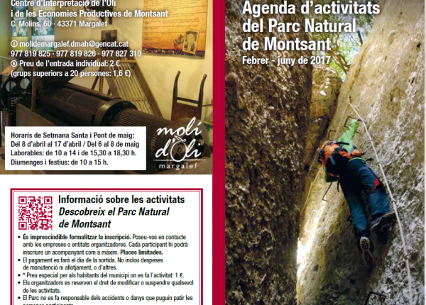 Nova agenda d'activitats del Parc Natural de Montsant hivern-primavera 2017